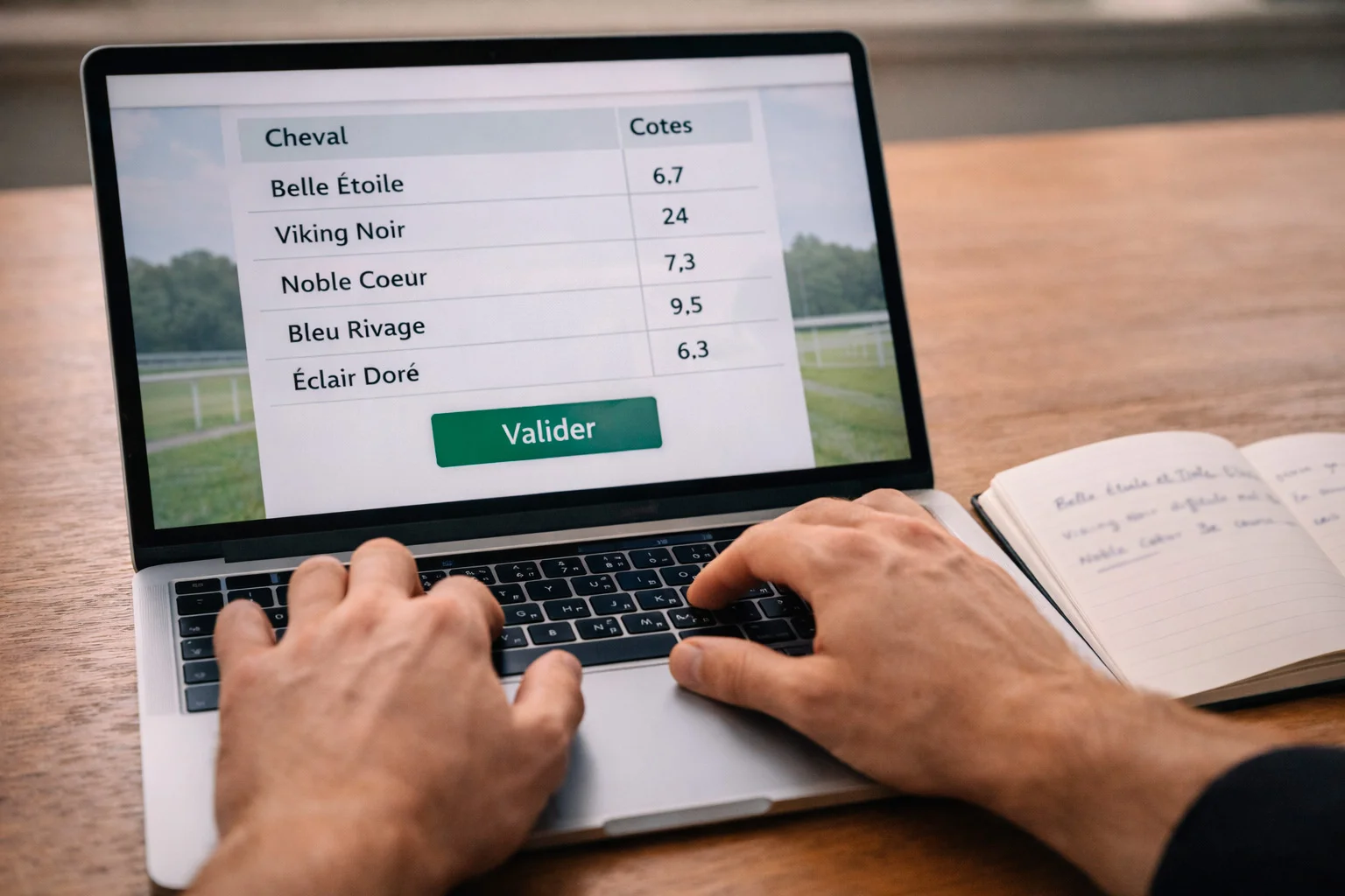 Écran d'ordinateur affichant l'interface d'un site de paris hippiques agréé